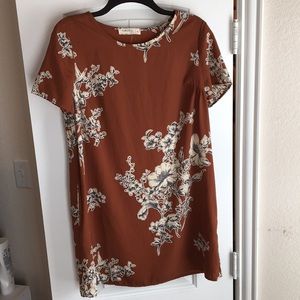 Floral Print Mini Dress in Brown by Vigor